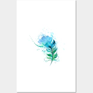 Green Feather ( Watercolor Feather ) Posters and Art